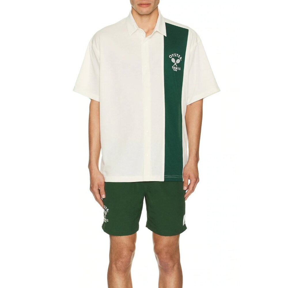 Oyster Tennis Club On Court & Off Court Shirt Vintage White & Green